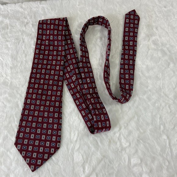 Burberry Red Woven Ties for Men for sale | eBay Vintage Burberrys Mens Silk Tie Maroon  Geometric squares all over print
